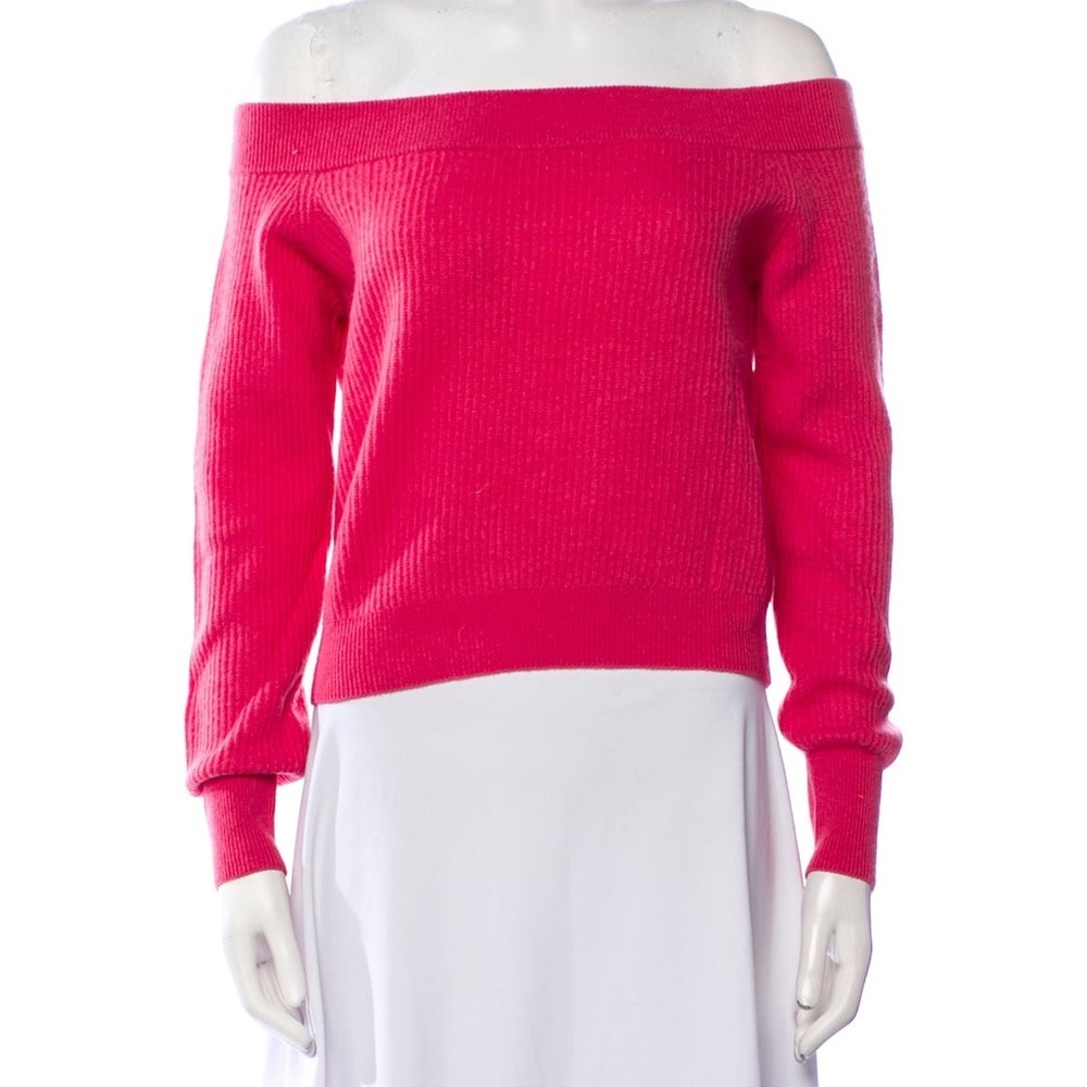 Intermix Cashmere Off-Shoulder Pink Sweater SMALL